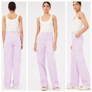 Warp + Weft Lavender Wide Leg Cargo Jeans